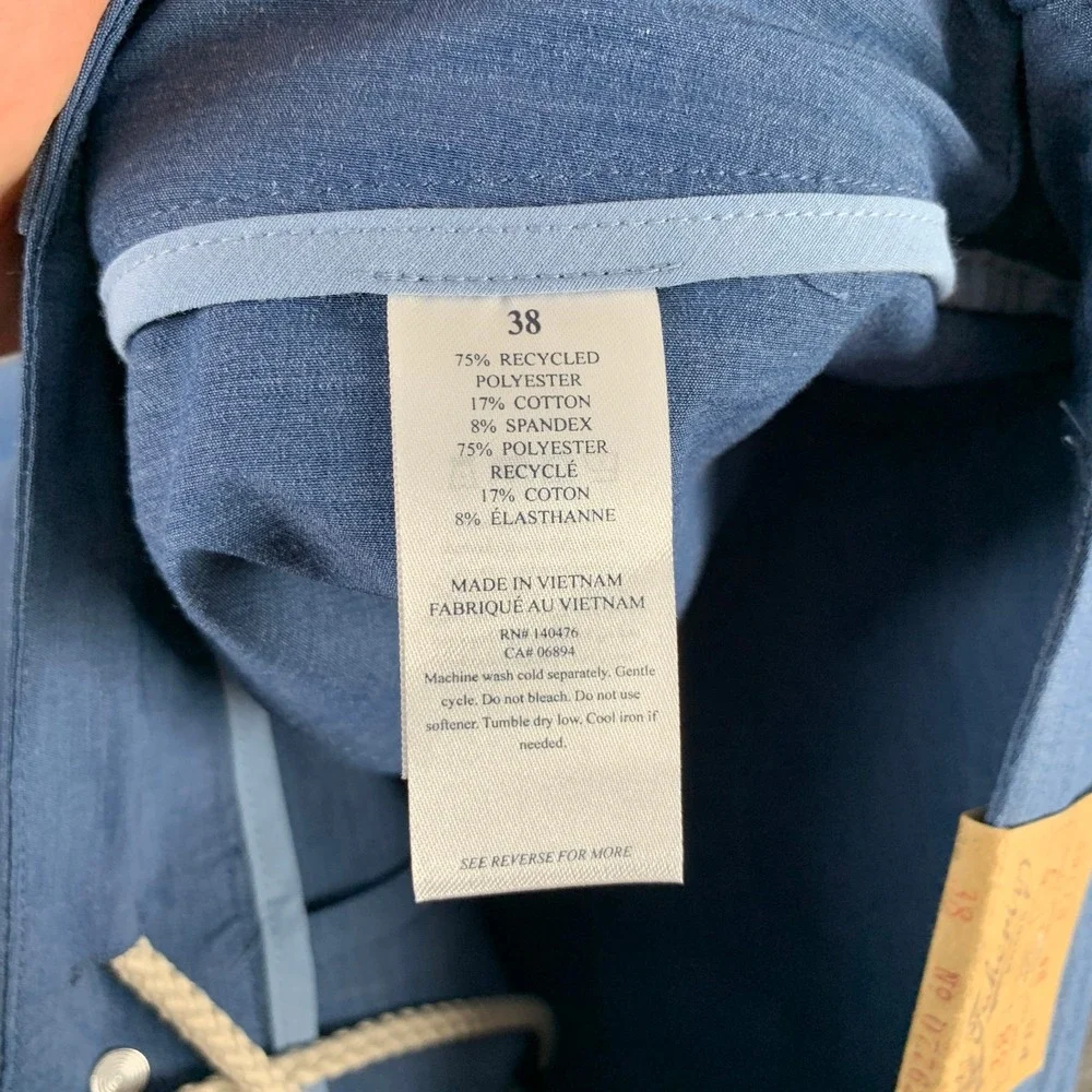 Faherty All Day Shorts Men 38x7 Preppy Belt Loop Navy Blue Coastal Beach NEW